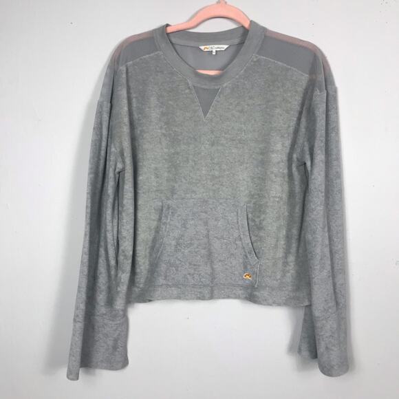 C&C California Terry Cloth and Mesh Pullover Sweater Grey Large - Picture 1 of 8